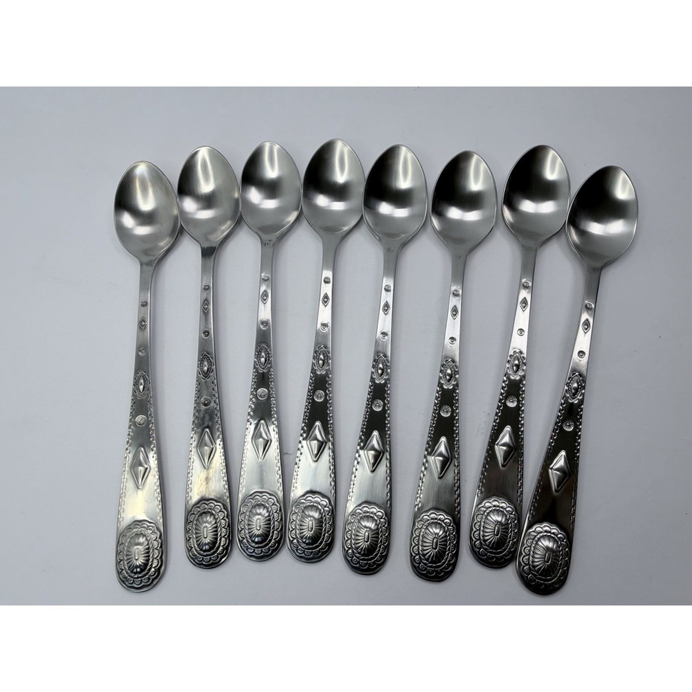 Wallace Taos 18/10 Southwest Style Stainless Flatware Iced Tea Spoons Set Of 8